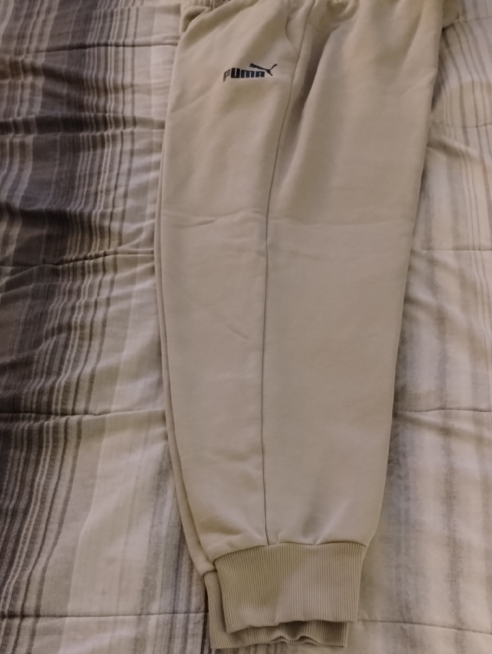 Puma Cream Joggers with Black Logo